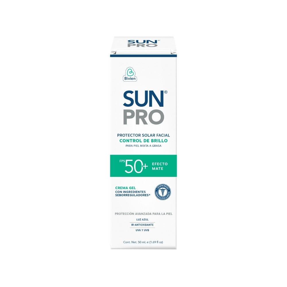 PROTECTOR SOLAR SUNPRO FACIAL CONTROL BRILLO SPF 50+ TUBO 50 ML