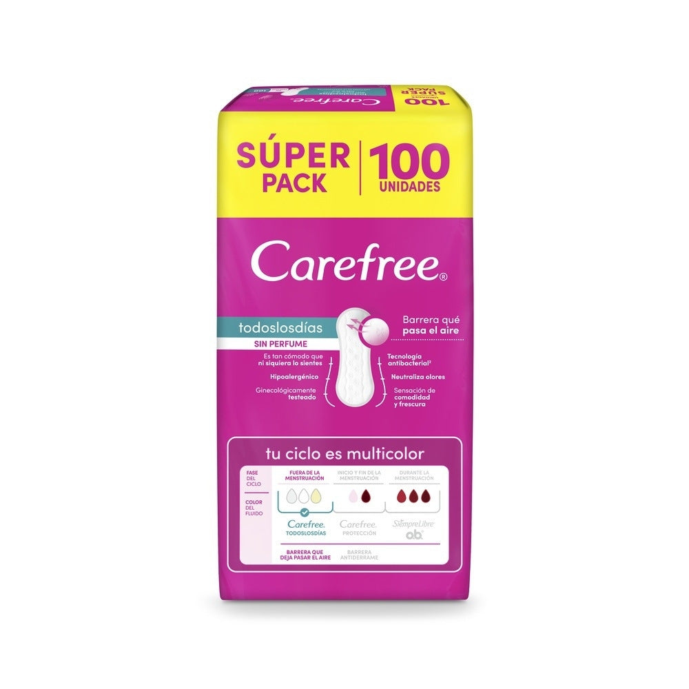 PROTECTORES CAREFREE TODOS LOS DIAS P.E BOLSA X 100 UNDS