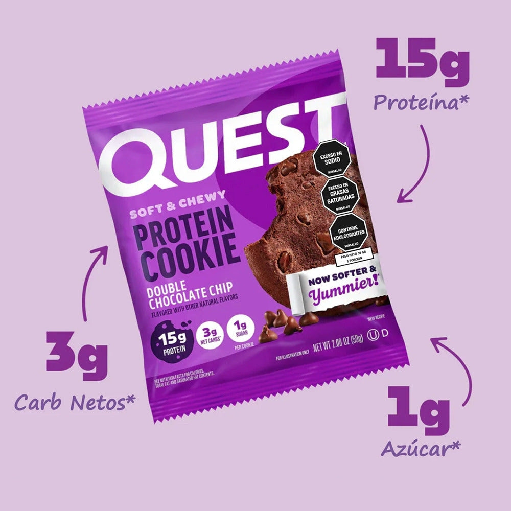 QUEST GALLETA PROTEINA DOBLE CHOCOLATE BOLSA 59 G