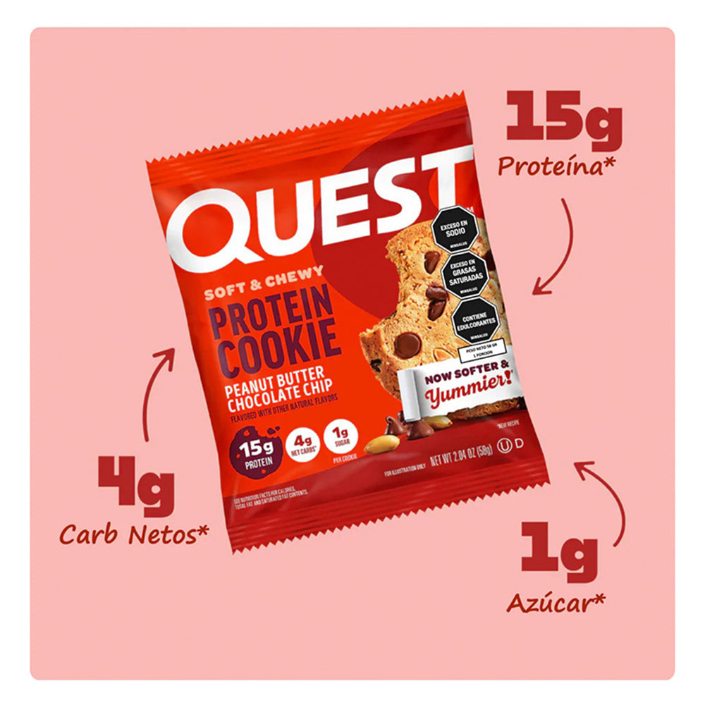 QUEST GALLETA PROTEINA MANI CHISPAS DE CHOCOLATE BOLSA 58 G