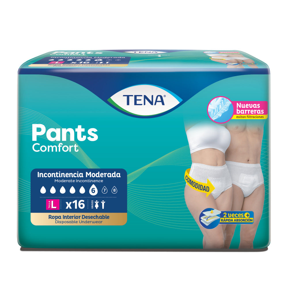 ROPA INTERIOR TENA PANTS COMFORT TALLA L BOLSA X 16 UNDS