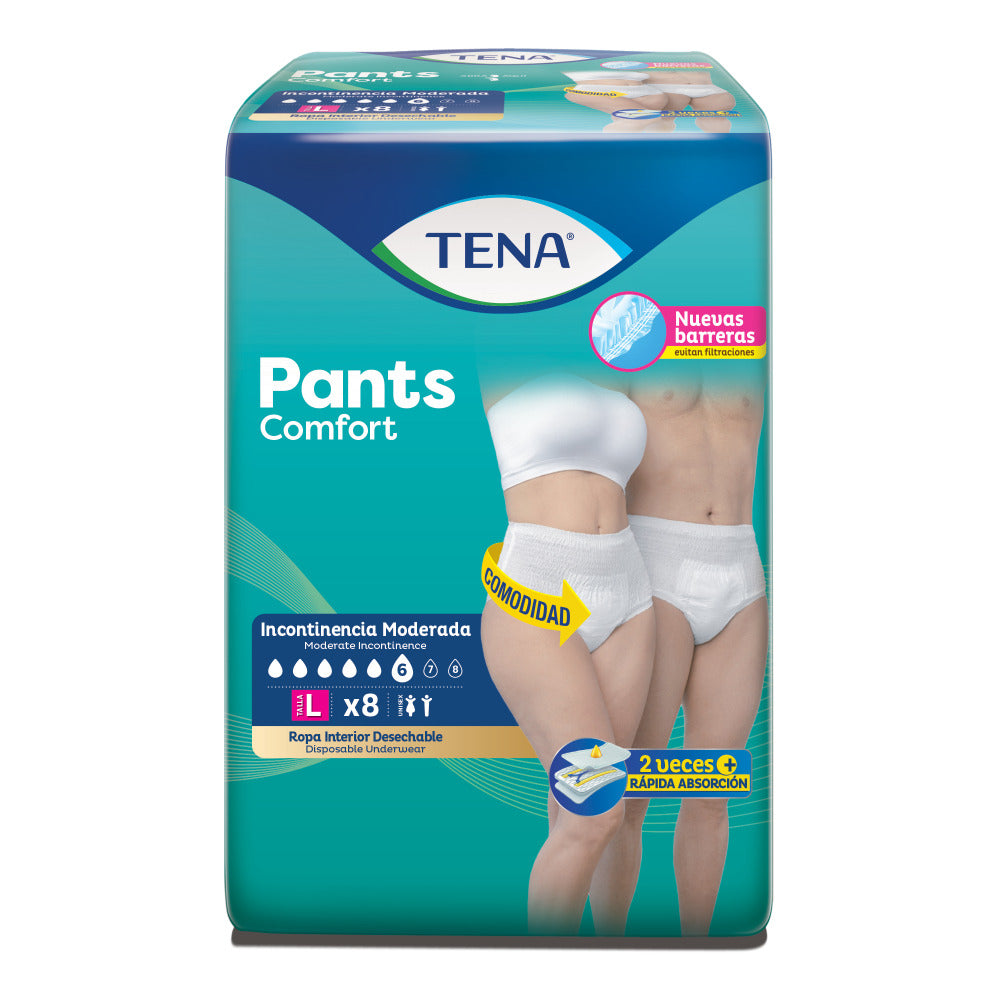 ROPA INTERIOR TENA PANTS COMFORT TALLA L BOLSA X 8 UNDS