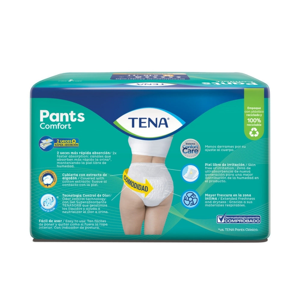 ROPA INTERIOR TENA PANTS COMFORT TALLA M BOLSA X 16 UNDS