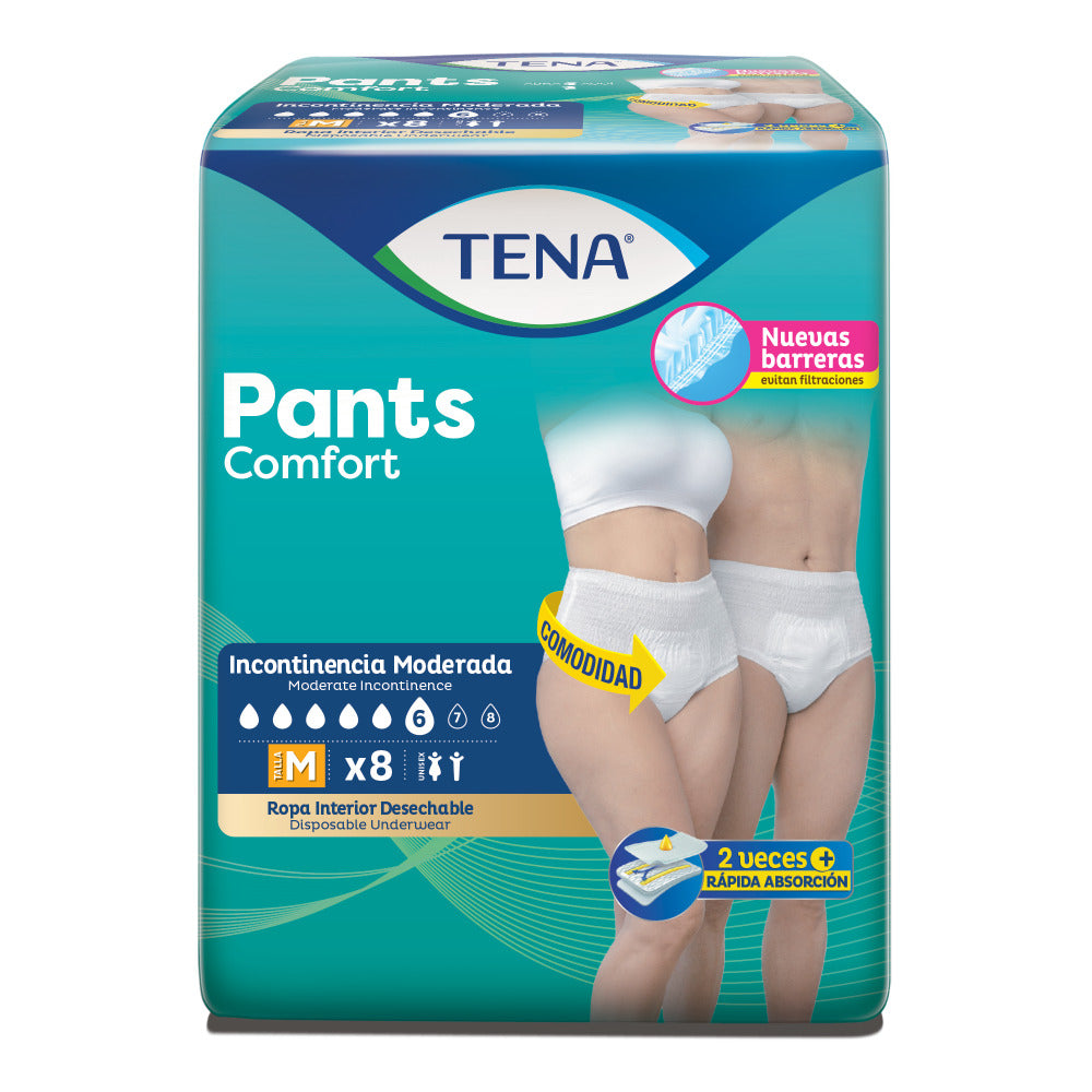 ROPA INTERIOR TENA PANTS COMFORT TALLA M BOLSA X 8 UNDS