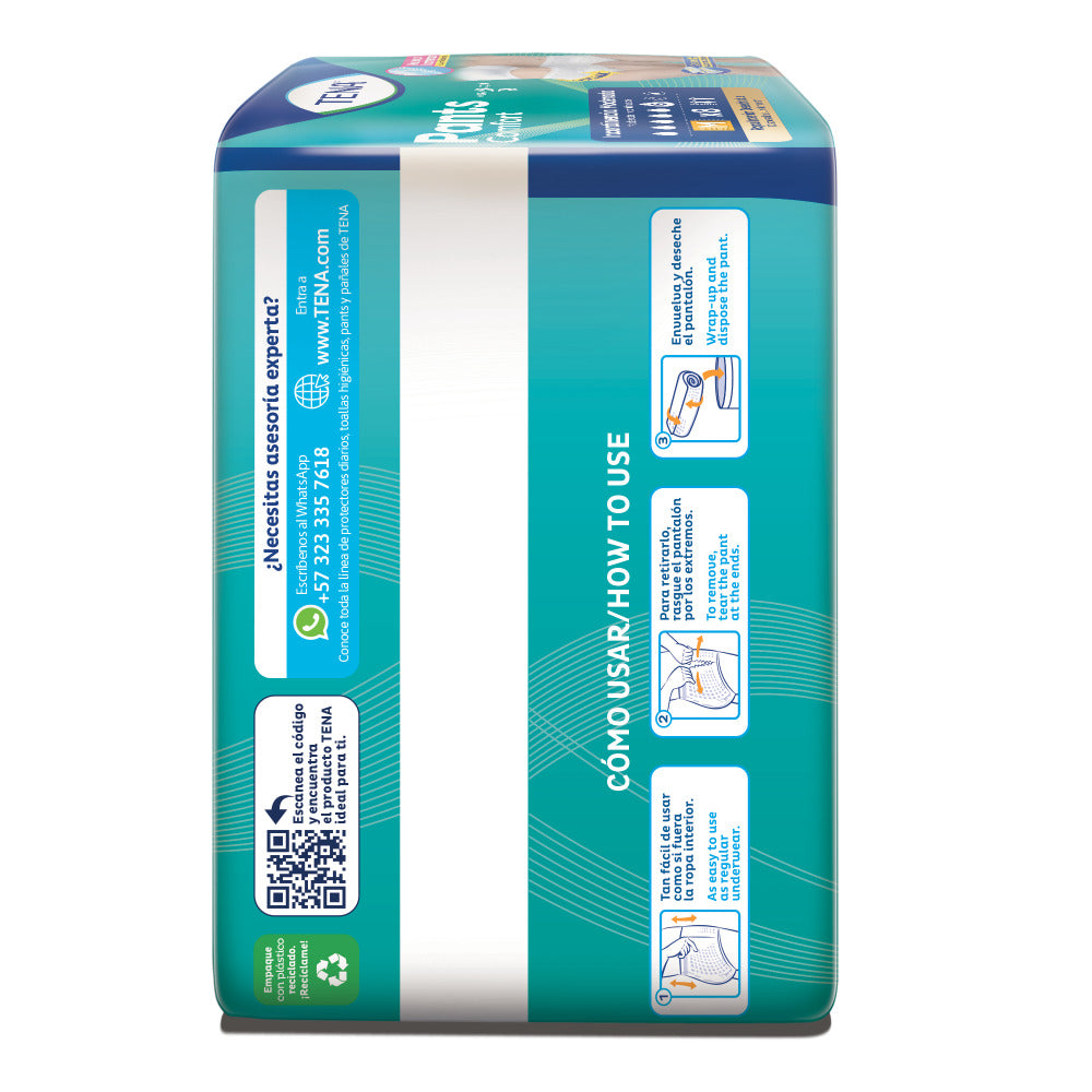 ROPA INTERIOR TENA PANTS COMFORT TALLA M BOLSA X 8 UNDS