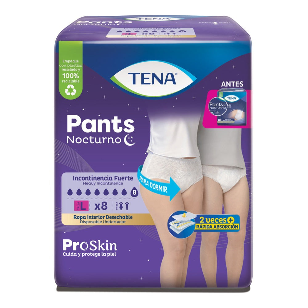 ROPA INTERIOR TENA PANTS NOCTURNO TALLA L BOLSA X 8 UNDS