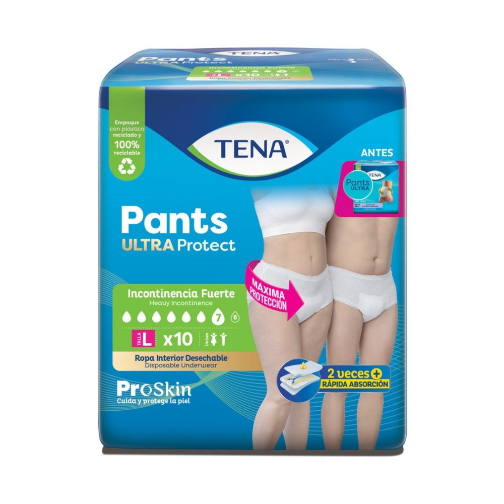 ROPA INTERIOR TENA PANTS ULTRA PROTECT TALLA L BOLSA X 10 UNDS