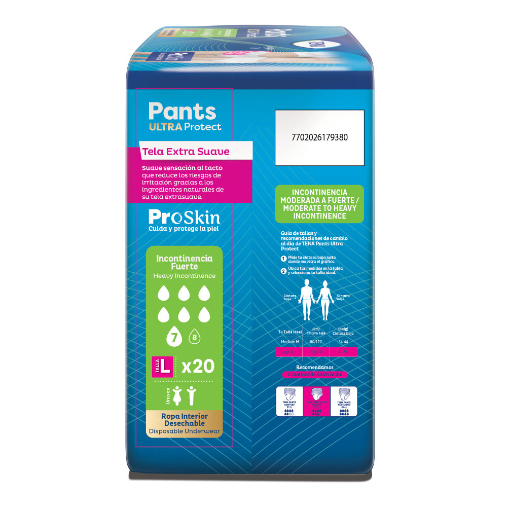 ROPA INTERIOR TENA PANTS ULTRA PROTECT TALLA L BOLSA X 20 UNDS