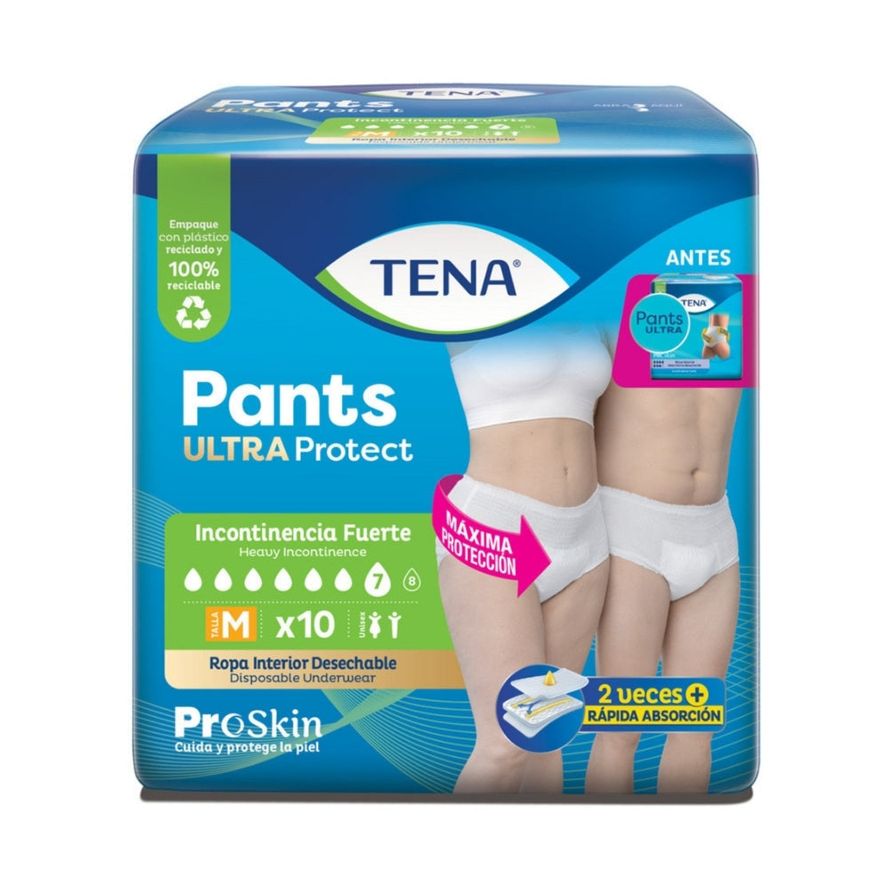 ROPA INTERIOR TENA PANTS ULTRA PROTECT TALLA M BOLSA X 10 UNDS