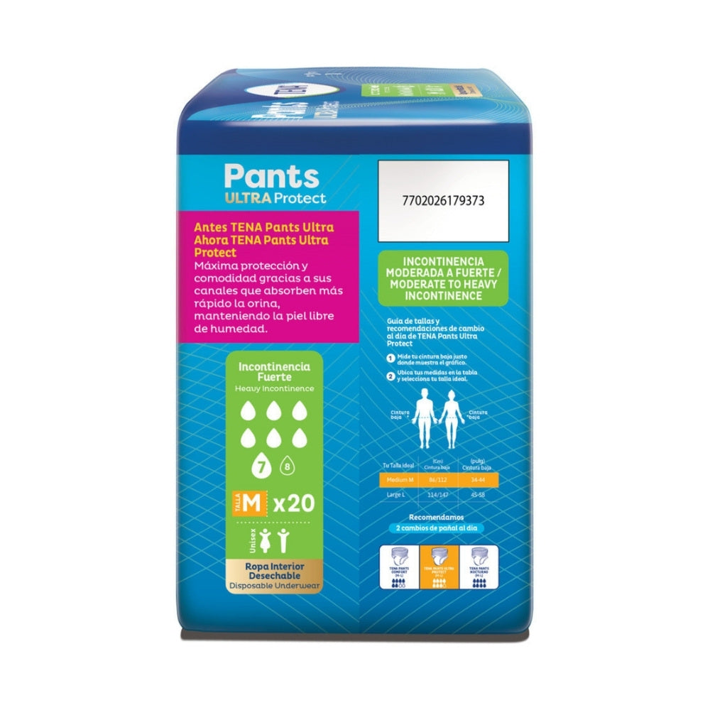 ROPA INTERIOR TENA PANTS ULTRA PROTECT TALLA M BOLSA X 20 UNDS