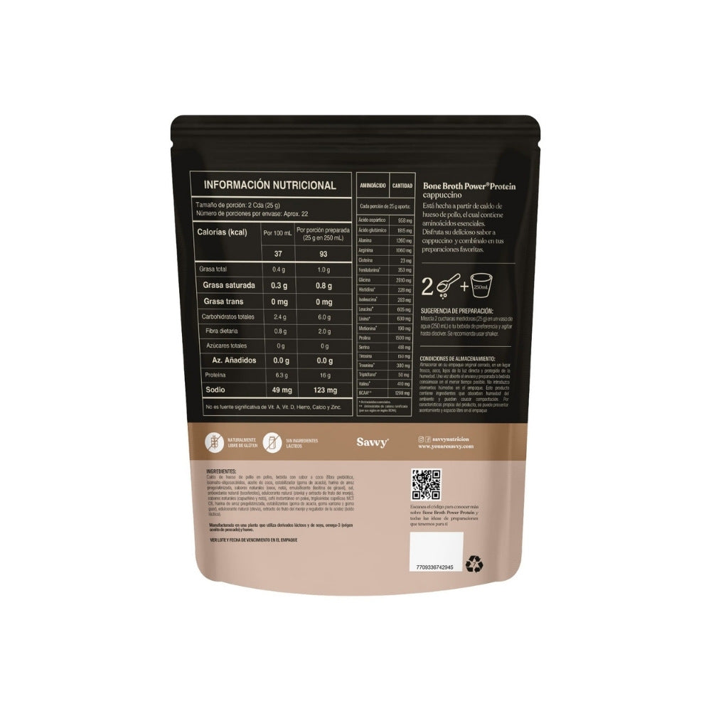 SAVVY BONE BROTH CAPPUCCINO DOYPACK 560 G