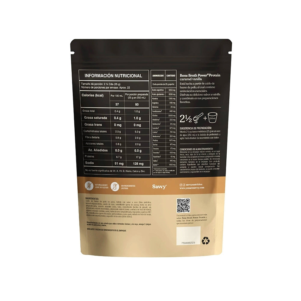 SAVVY BONE BROTH POWER CARAMEL VAINILLA DOYPACK 560 G