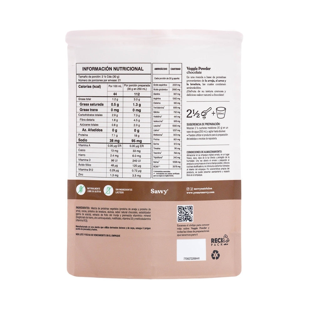 SAVVY VEGGIE POWER CHOCOLATE DOYPACK 630 G