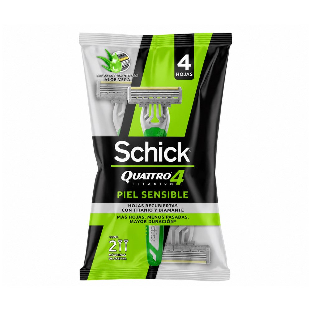 SCHICK QUATTRO PIEL SENSIBLE MAQUINA DE AFEITAR X 2 UNDS