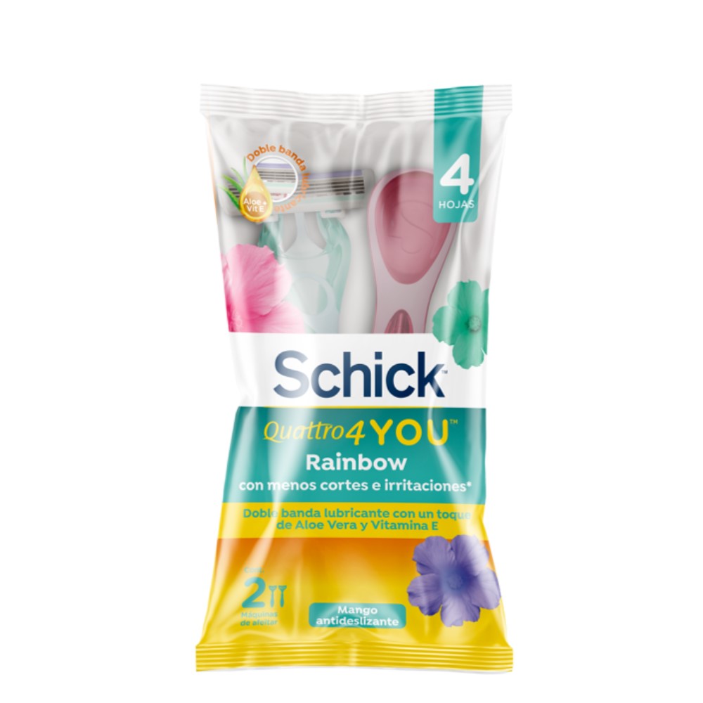 SCHICK QUATTRO RAINBOW MAQUINA DE AFEITAR X 2 UNDS