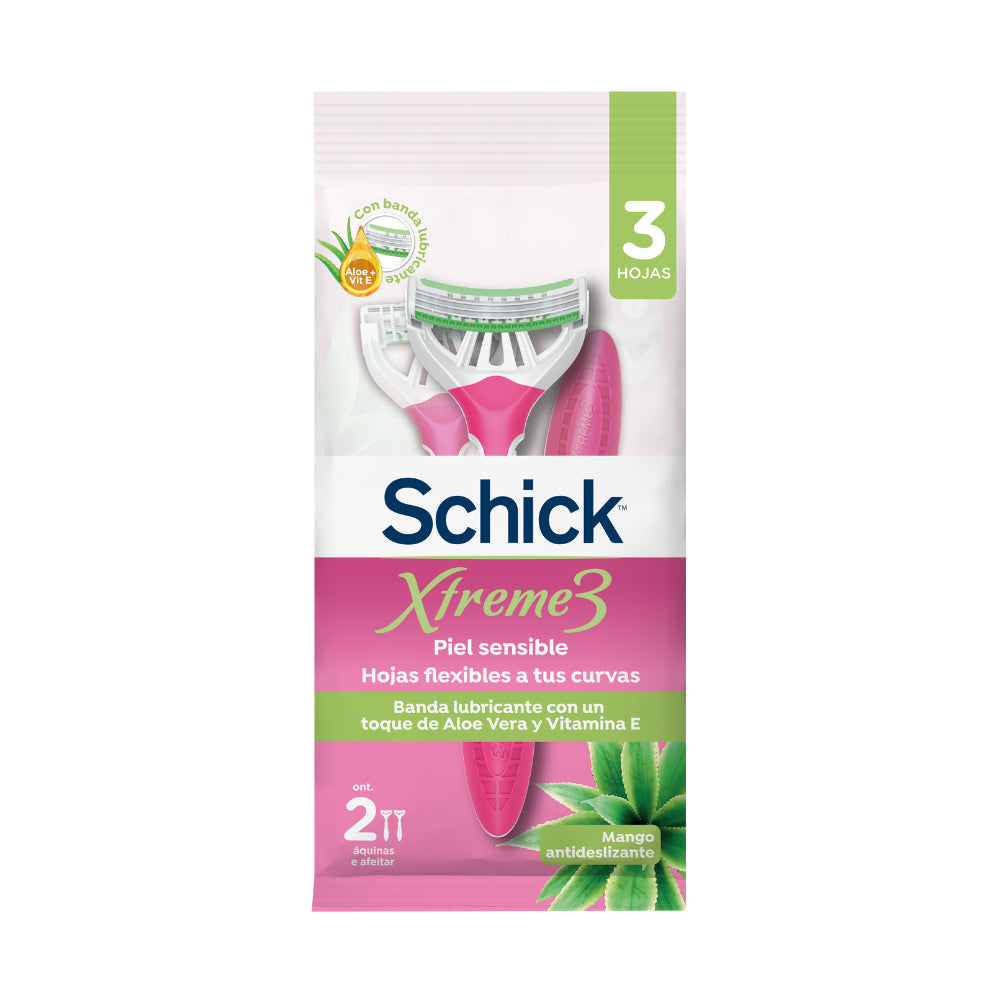SCHICK XTREME 3 MUJER MAQUINA DE AFEITAR BOLSA X 2 UNDS