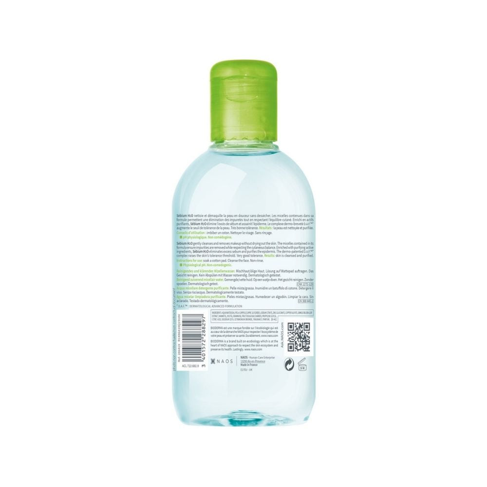 SEBIUM H2O AGUA MICELAR BIODERMA FRASCO 250 ML