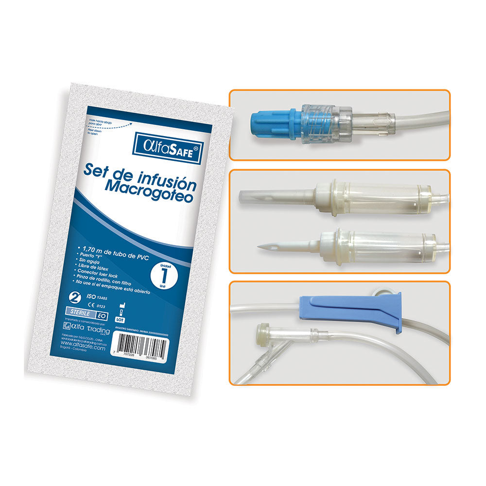 SET INFUSION ALFASAFE MACRO GOTERO BOLSA X 1 UND