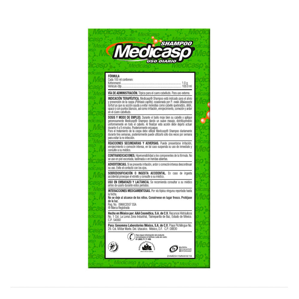 SHAMPOO ANTICASPA MEDICASP CAJA 100 ML