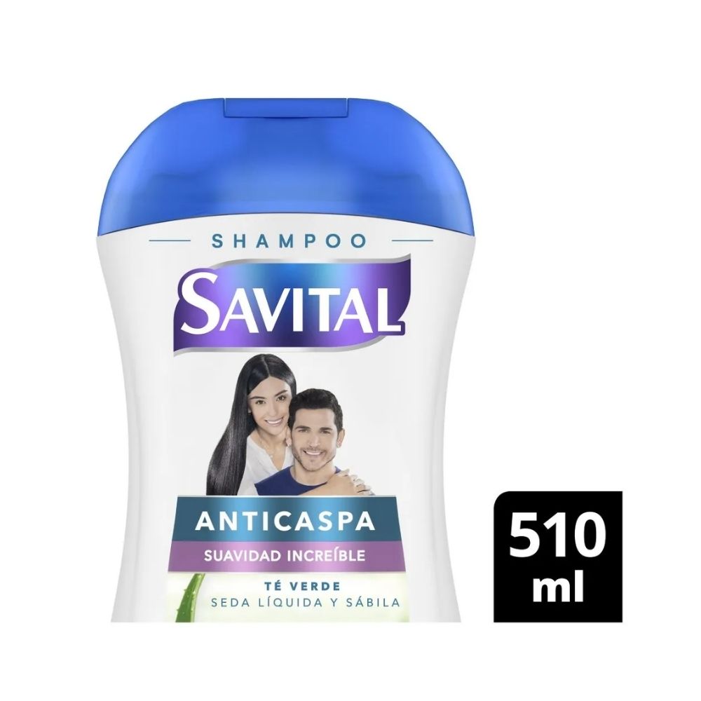 SHAMPOO ANTICASPA SAVITAL TE Y SEDA FRASCO 510 ML