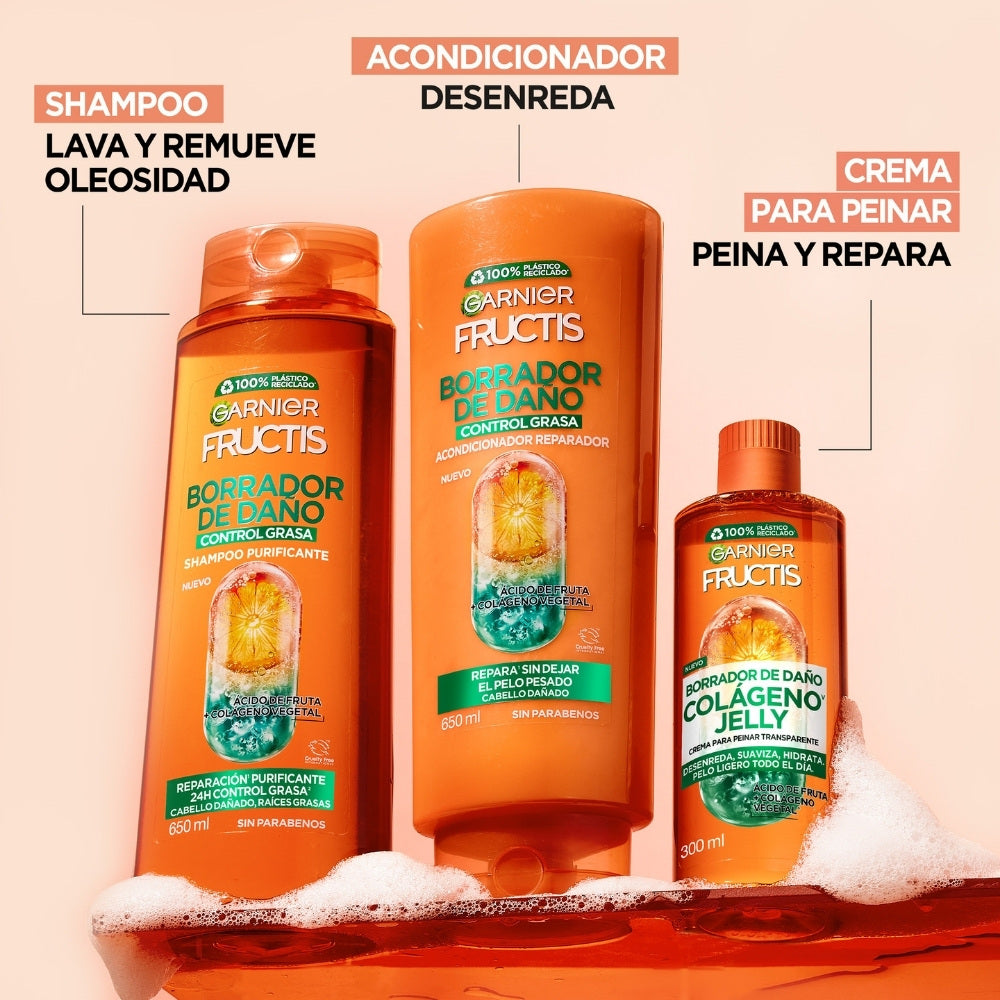 SHAMPOO FRUCTIS BORRADOR DE DAÑO CONTROL GRASA FRASCO 350 ML