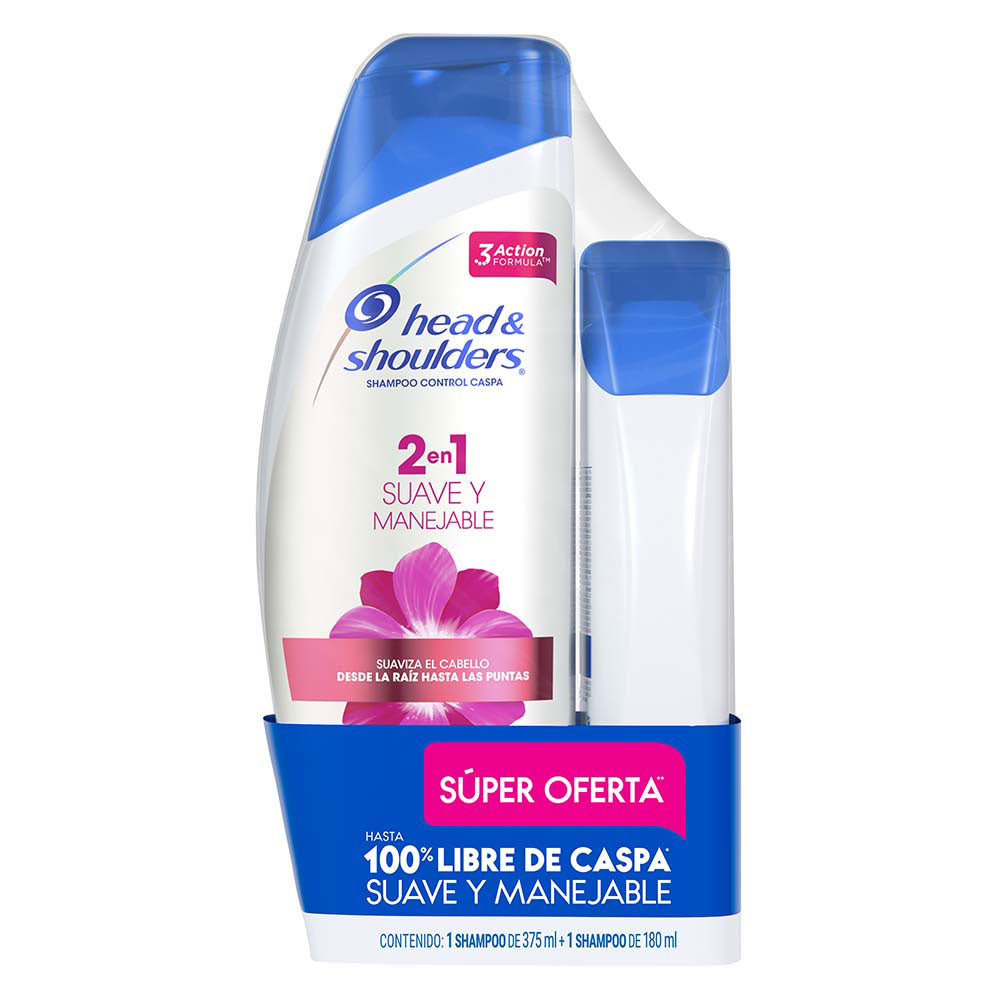 SHAMPOO HYS 2EN1 SUAVE Y MANEJABLE FRASCO 375 ML+180 ML