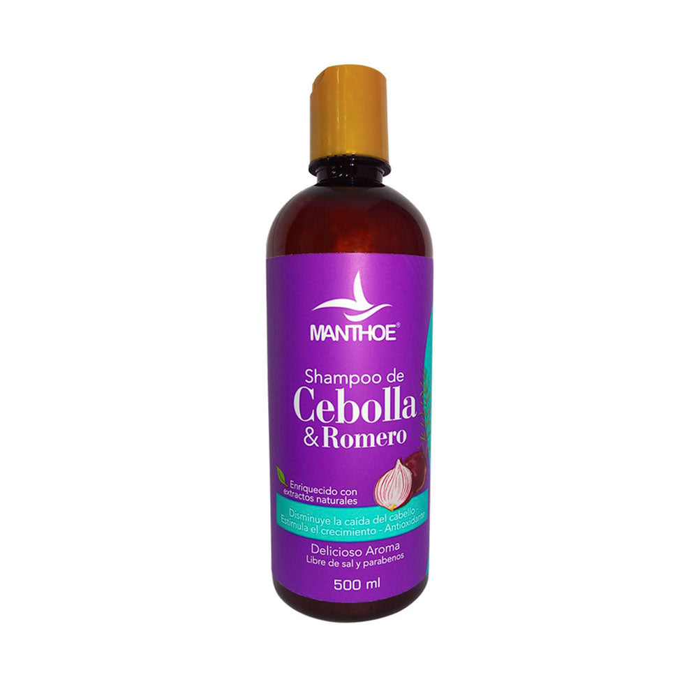 SHAMPOO MANTHOE CEBOLLA Y ROMERO FRASCO 500 ML