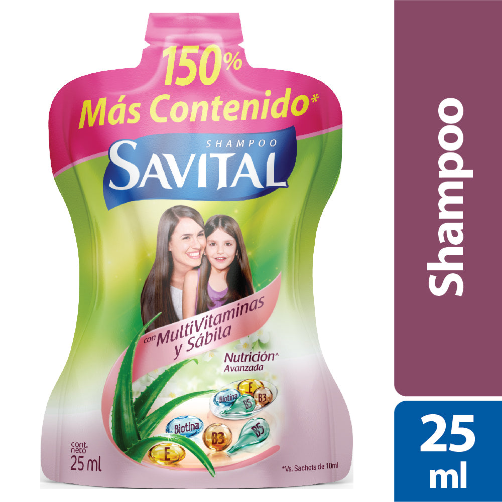 SHAMPOO SAVITAL MULTIVITAMINAS/SABILA SACHET X 20 UNDS