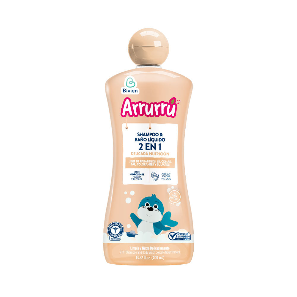 SHAMPOO Y BAÑO LÍQUIDO ARRURRU 2 EN 1 AVENA FRASCO 400 ML
