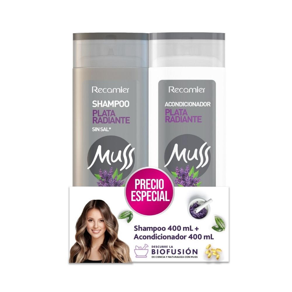 SHAMPOO+ACONDICIONADOR MUSS PLATA DUO PREPACK 400ML+400ML
