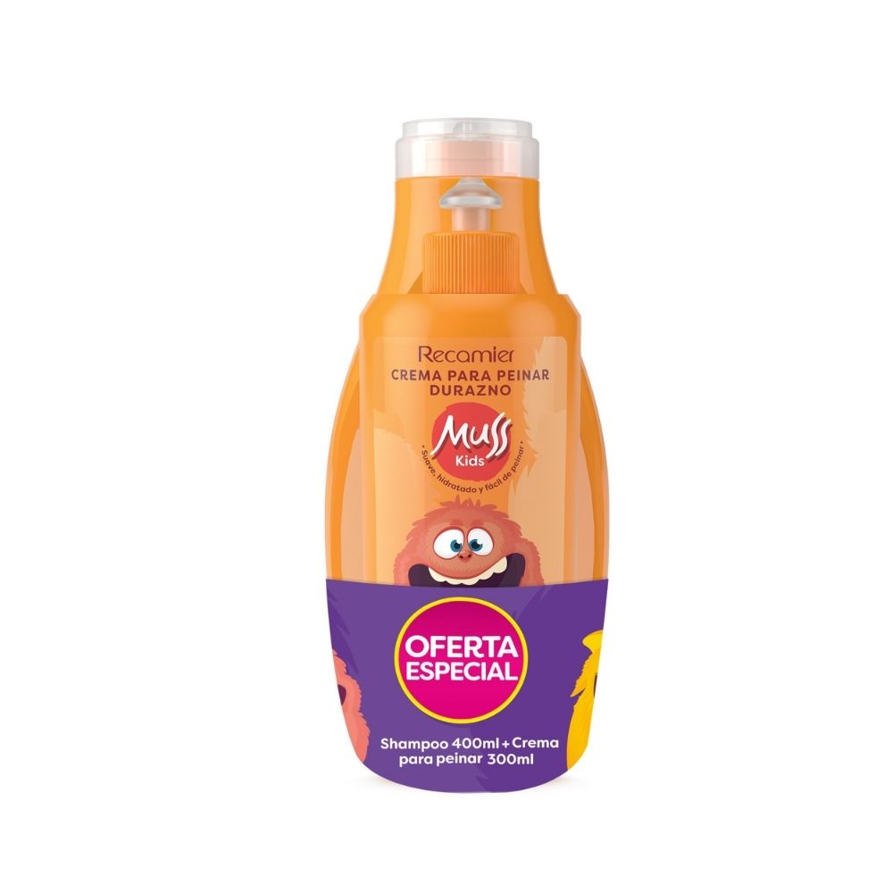 SHAMPOO+CREMA DE PEINAR MUSS KIDS DURAZNO PREPACK 400ML+300ML