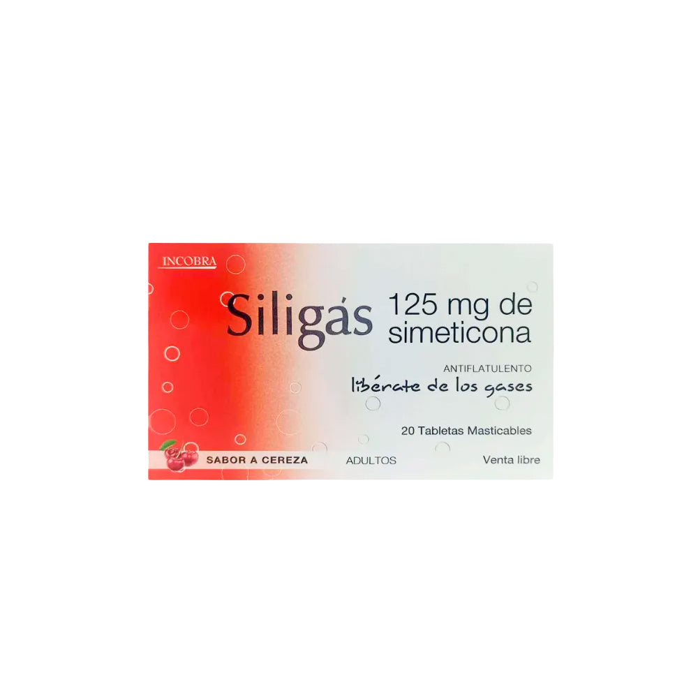 SILIGAS CEREZA TABLETAS 125 MG CAJA X 20 UNDS