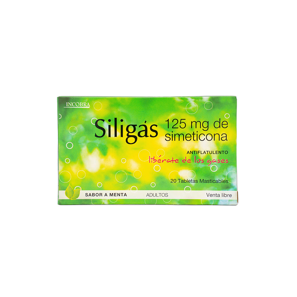 SILIGAS MENTA TABLETAS 125 MG CAJA X 20 UNDS