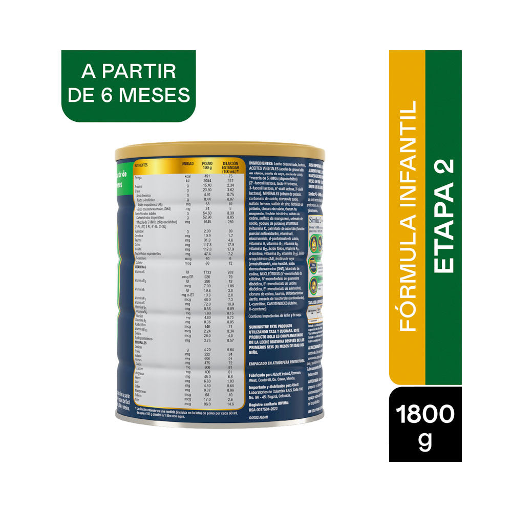 SIMILAC ETAPA 2 5HMOS LECHE POTE 1800 G