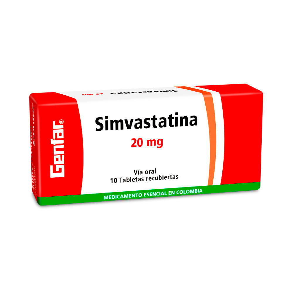 SIMVASTATINA GENFAR TABLETAS 20 MG CAJA X 10 UNDS