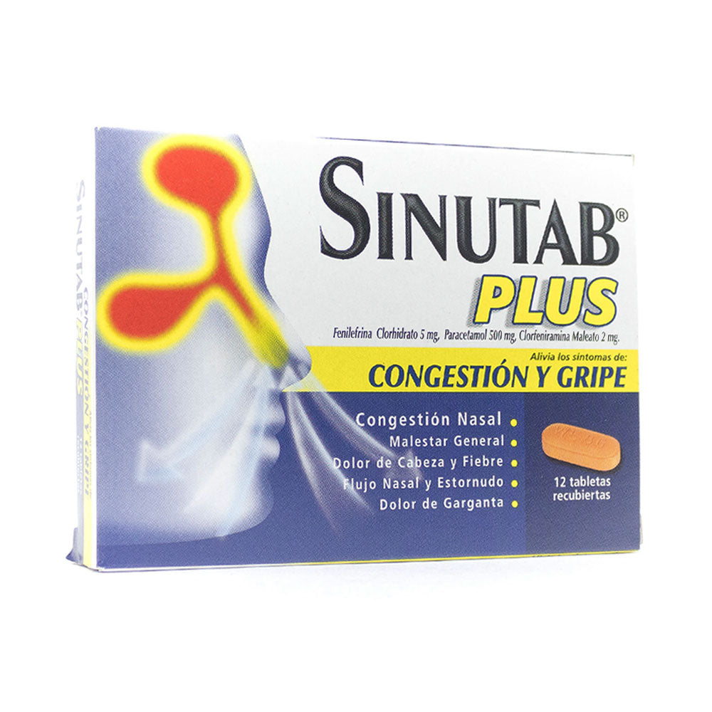 SINUTAB PLUS TABLETAS CAJA X 12 UNDS