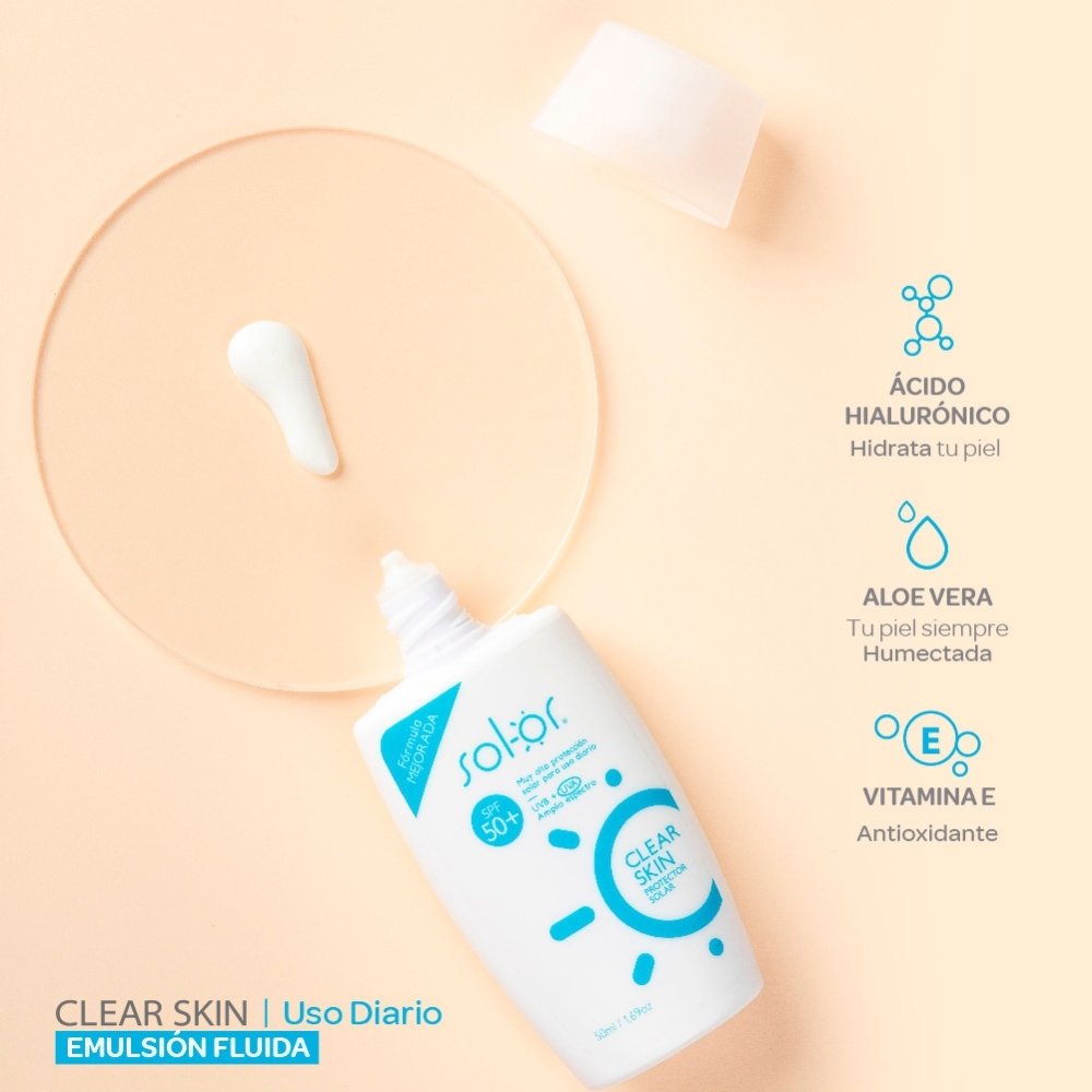SOLOR CLEAR SKIN PROTECTOR SOLAR SPF 50+ FRASCO 50 ML