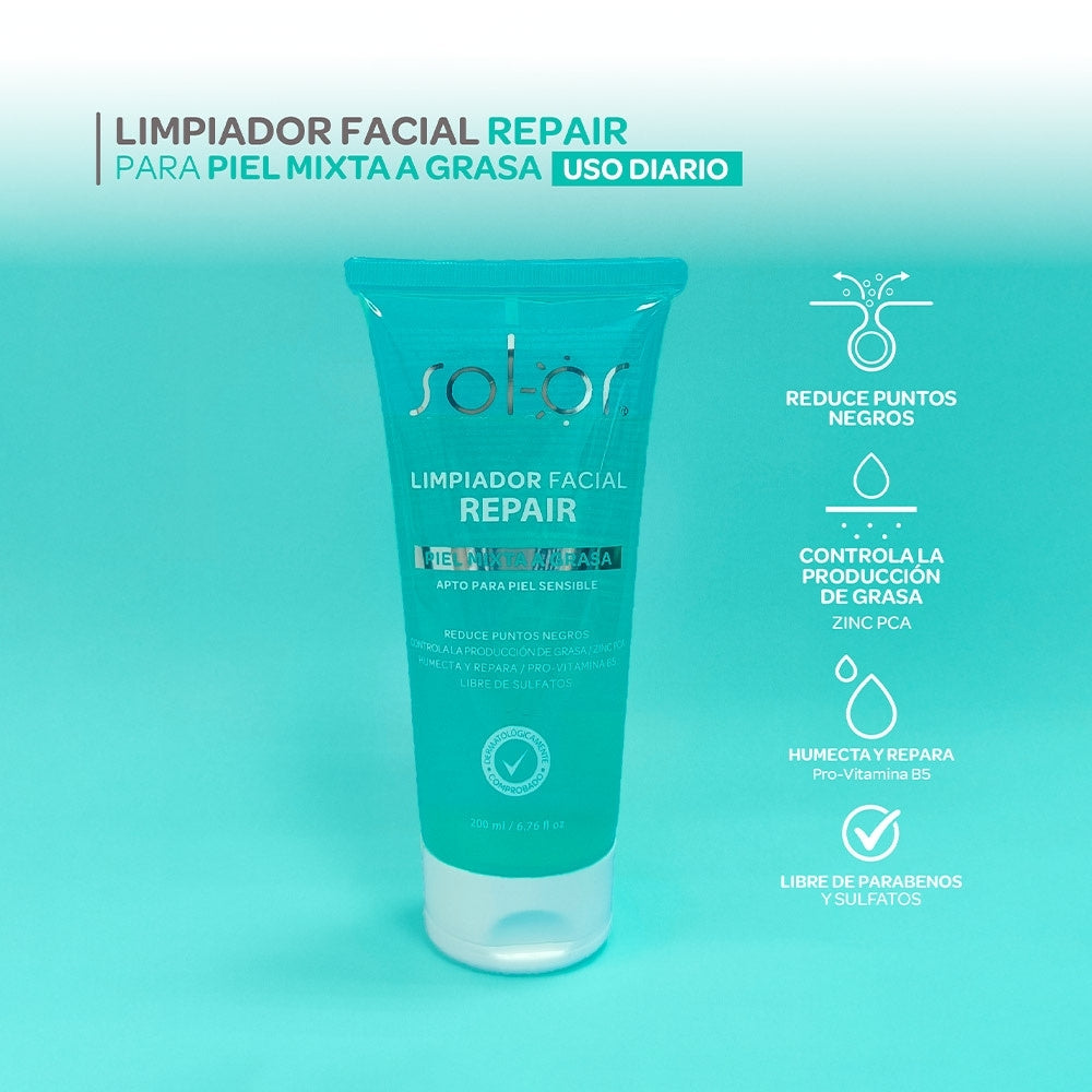 SOLOR REPAIR LIMPIADOR FACIAL LIQUIDO TUBO 200 ML