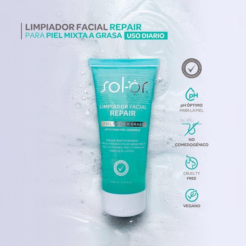 SOLOR REPAIR LIMPIADOR FACIAL LIQUIDO TUBO 200 ML