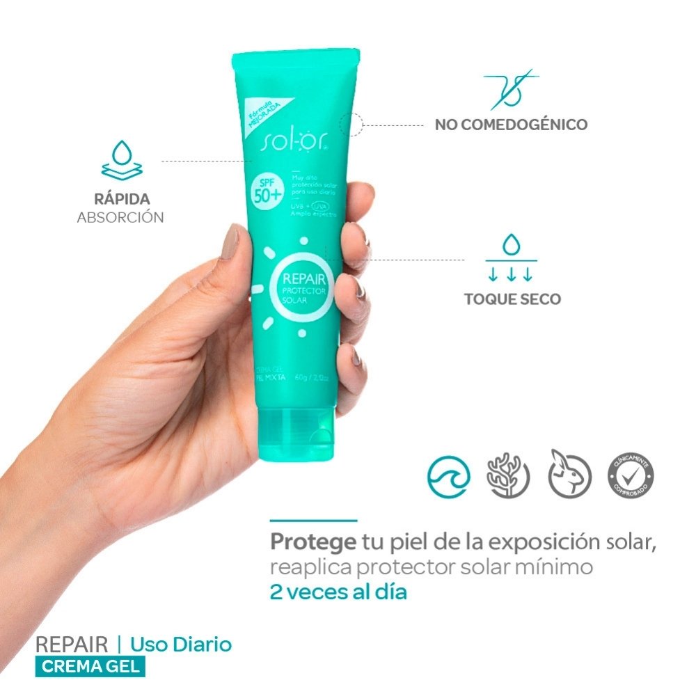SOLOR REPAIR PROTECTOR SOLAR SPF 50+ TUBO 60 ML