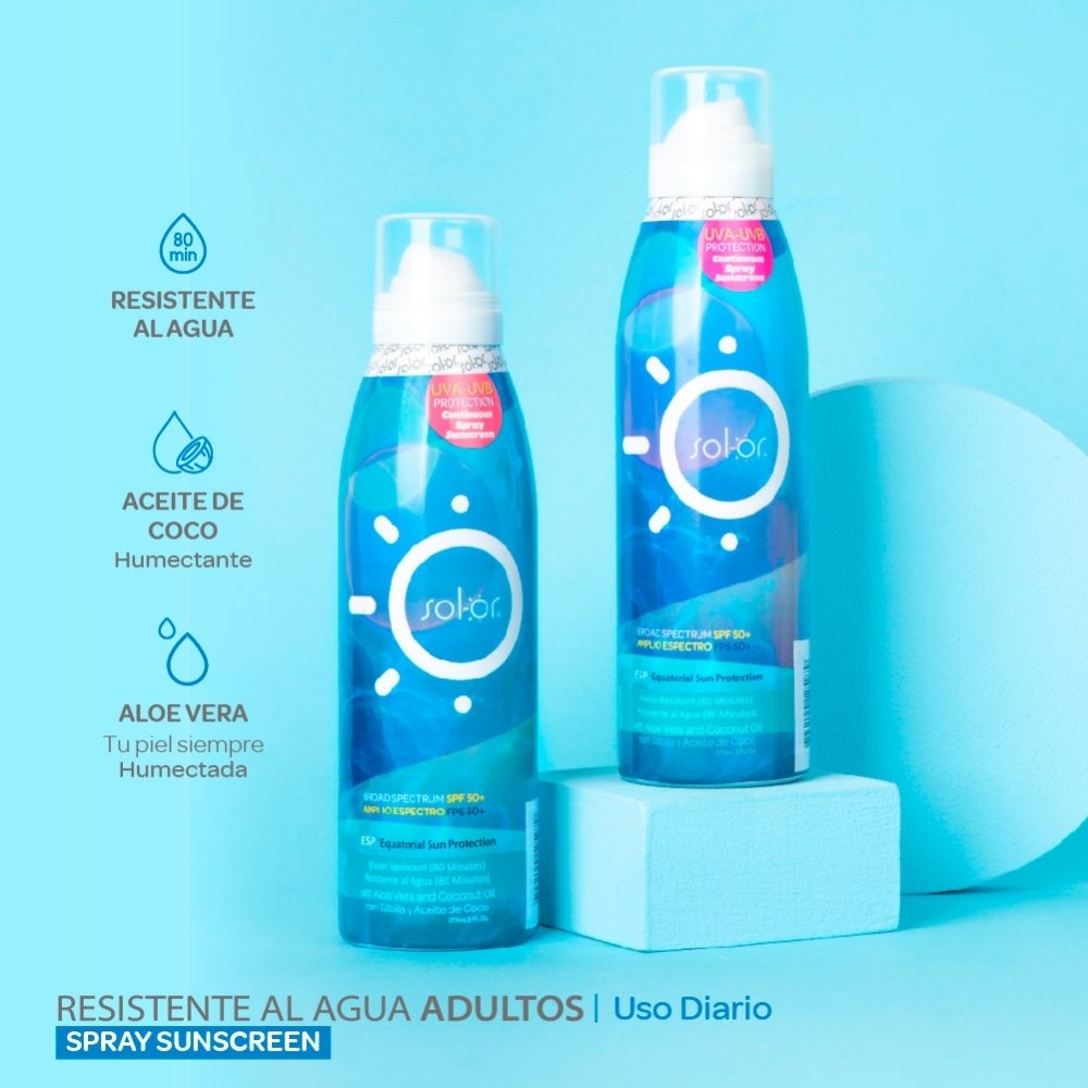 SOLOR RESISTENTE AL AGUA SPRAY SPF 50+ FRASCO 177 ML