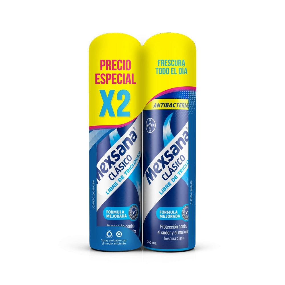 SPRAY MEXSANA PIES ANTIBACTERIAL P.E FRASCO DE ALUMINIO 2 X 260 ML