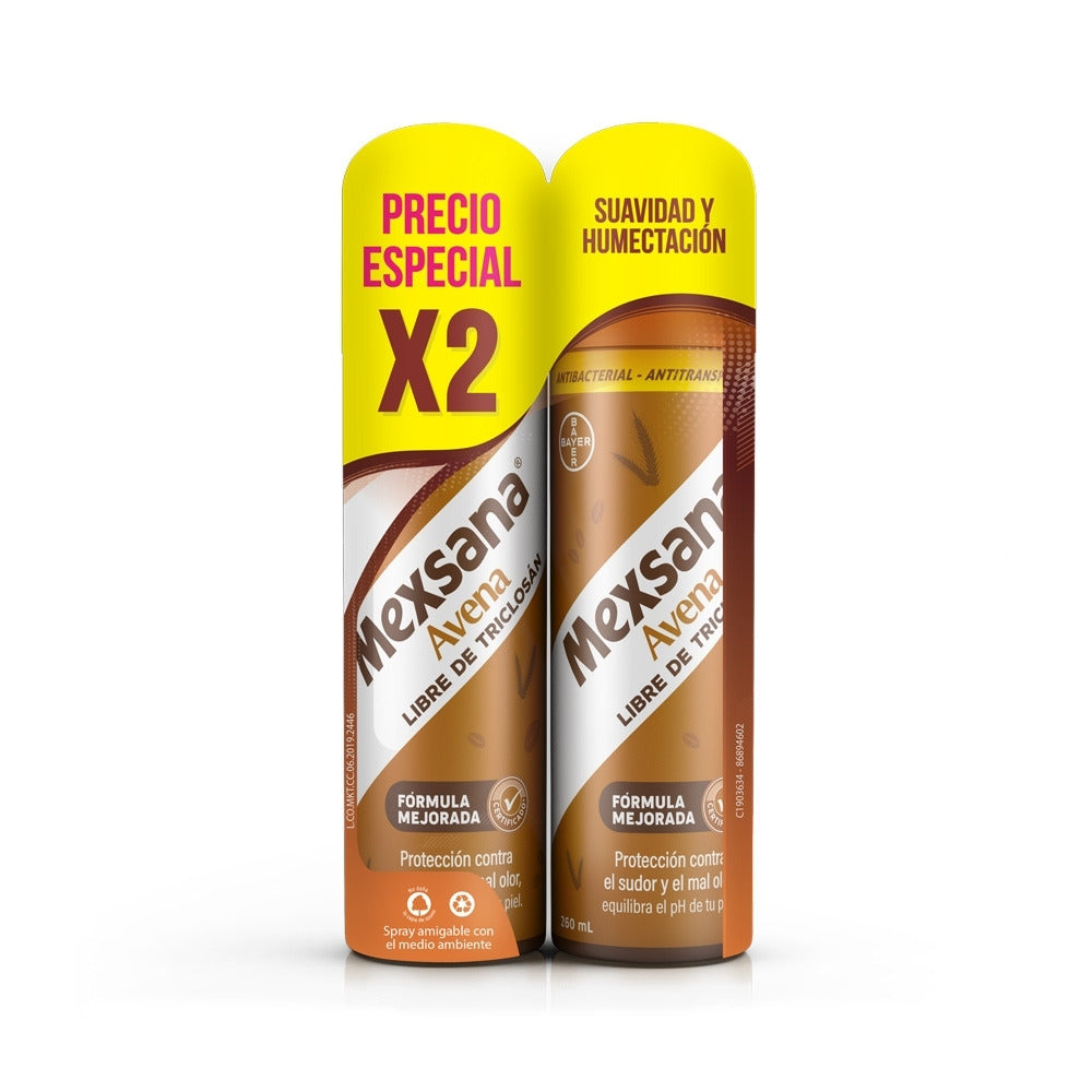 SPRAY MEXSANA PIES AVENA P.ESPECIAL FRASCO DE ALUMINIO 2 X 260 ML