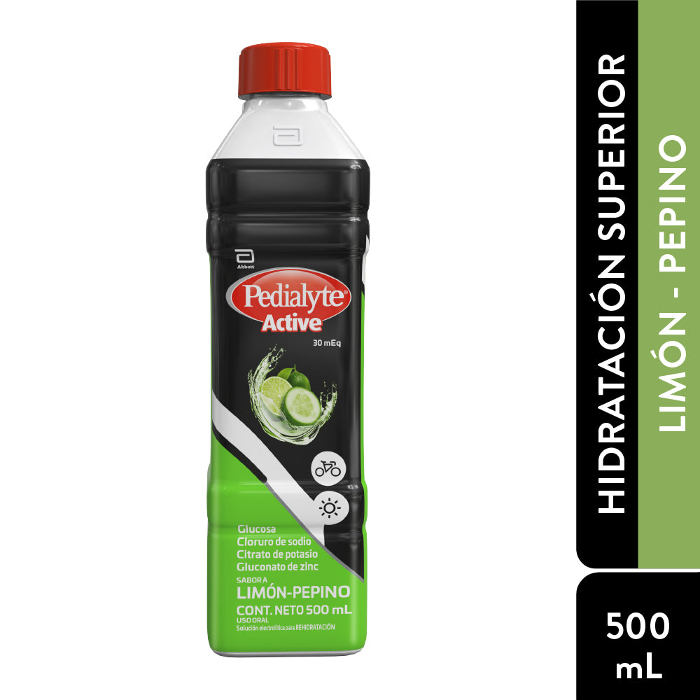 SUERO PEDIALYTE ACTIVE 30 LIMON PEPINO FRASCO 500 ML