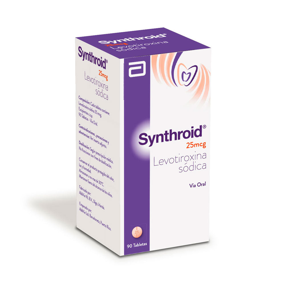 SYNTHROID TABLETAS 25 MCG CAJA X 90 UNDS