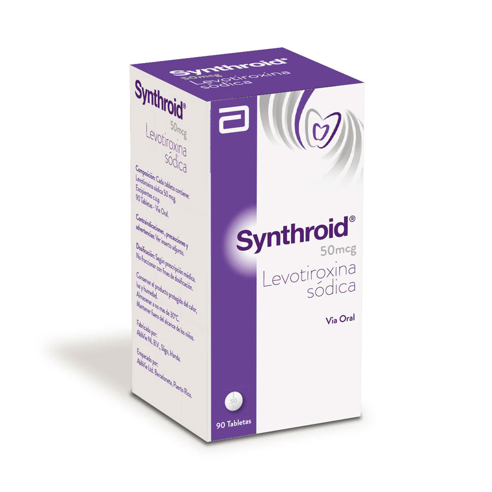 SYNTHROID TABLETAS 50 MCG CAJA X 90 UNDS