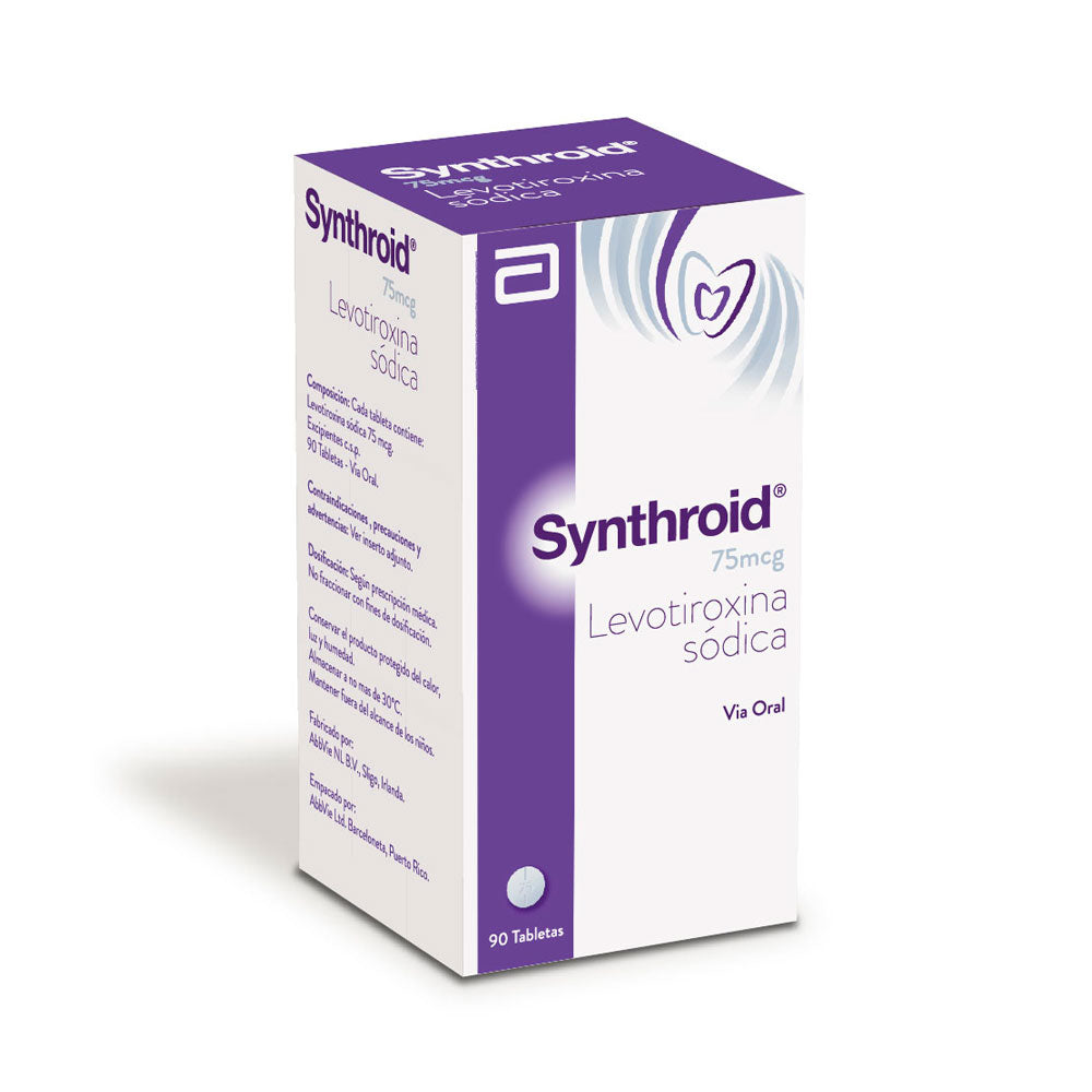 SYNTHROID TABLETAS 75 MCG CAJA X 90 UNDS