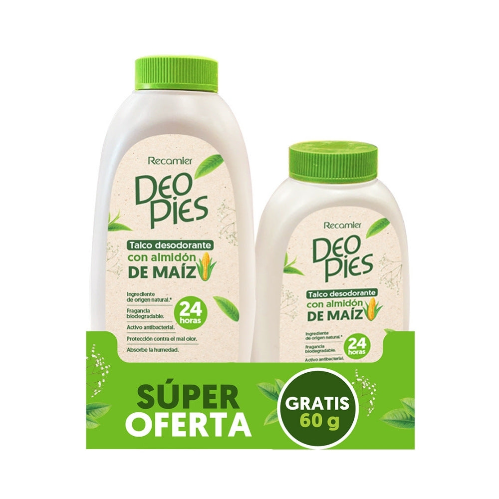 TALCO DEO PIES CON ALMIDON DE MAIZ FRASCO 120+60 G