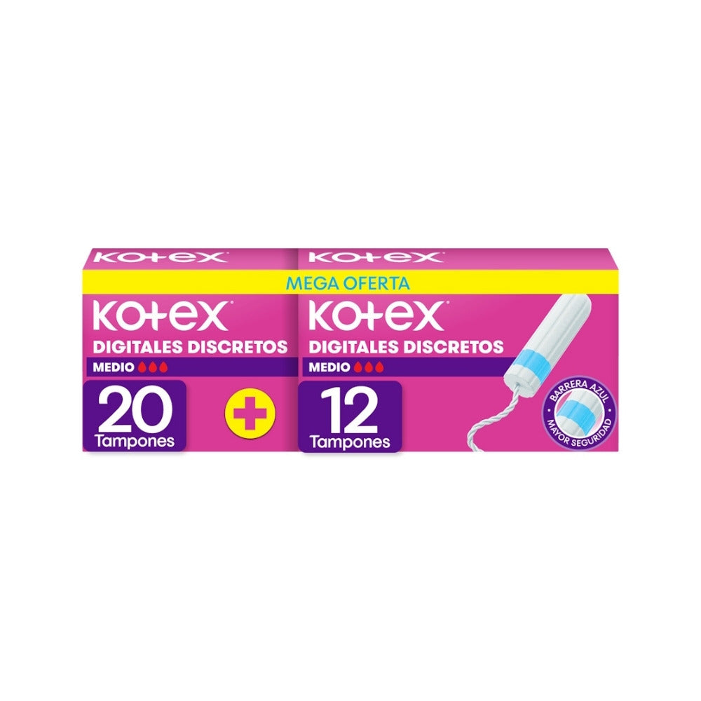TAMPONES DIGITALES KOTEX MEDIO P.E. CAJA X 32 UNDS