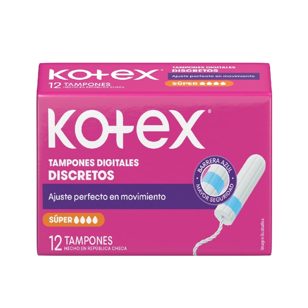 TAMPONES DIGITALES KOTEX SUPER CAJA PAGUE 10 LLEVE 12